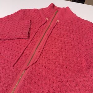 Liz Claiborne Women's Hot Pink Knit Zippered Sweater Cardigan Size X-Large‎